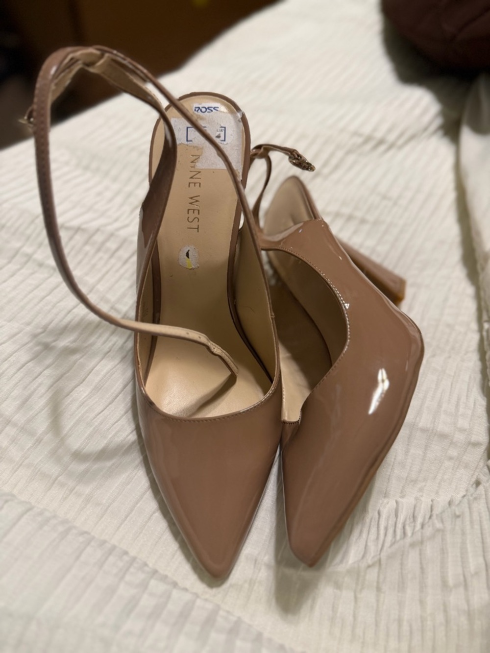 Nine West Blush Patent Pointed-Toe Slingback Heels